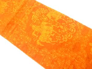 ふくれ織　乗馬に華紋織り出し　全通袋帯